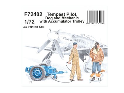 Figurky Tempest Pilot, Dog and Mechanic with Accumulator Trolley 172 Special Hobby