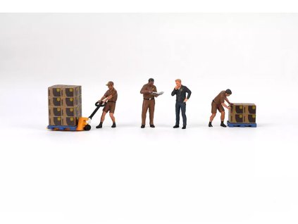Sada figurek 7 ks Ups Řidič a Pracovníci 164 MiniGT