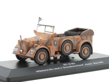 Horch KFZ. 15 901 Infanterie-Div. (mot.) Grossdeutschland Russia May 1942 1:43 - časopis Vojenské automobily s modelem #8  KFZ. 15 901 - kovový model auta 1/43