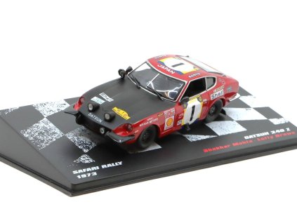 Datsun 240Z Safari Rally 1973 1:43 - Rallye automobily časopis s modelem #69  Datsun 240Z 1:43 - kovový model auta