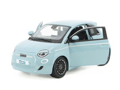 Fiat 500e 2023 světle modrá 1:24 - Bburago  Fiat 500e - kovový model