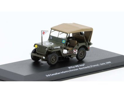 Willys MB Jeep 3rd Canadian Infantry Division France 1944 1:43 - časopis Vojenské automobily s modelem #13  Willys MB Jeep 1:43 - kovový model auta 1/43