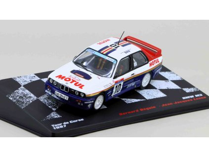 BMW M3 Tour de Corse 1987 Bernard Beguin - Jean-Jaques Lenne 1:43 - Rallye závodní automobily časopis s modelem #74  BMW M3 Tour de Corse 1987 - kovový model auta