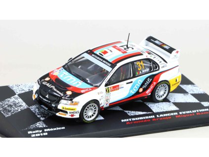 Mitsubishi Lancer Evo IX Armindo Araujo - Miguel Ramalho 1:43 - Rallye závodní automobily časopis s modelem #75  Mitsubishi Lancer Evo 4 - kovový model auta
