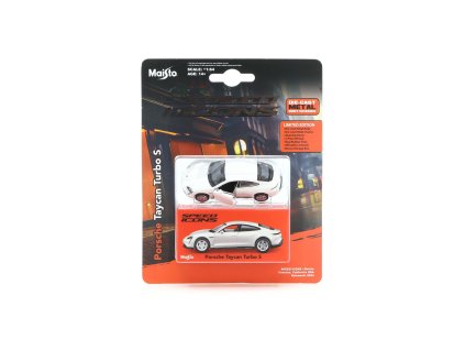 Porsche Taycan Turbo S bílá 1:64 - Maisto  Porsche Taycan Turbo S - kovový model 1/64