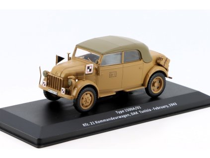 STEYR typ 1500A/01 Kfz. 21 Kommandeurwagen, DAK Tunisia - February, 1943 1:43 - Vojenské automobily časopis s modelem #21  STEYR typ 1500 - kovový model auta