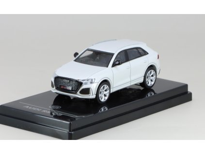 Audi RS Q8 bilá RHD Pravostranné Řízení 1:64 - PARAGON Models  Audi RS Q8 - kovový model auta 1/64