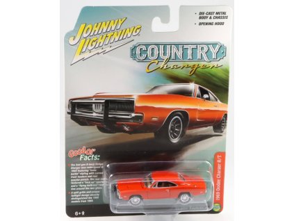 Dodge Charger R/T 1969 oranžová 1:64 - Johnny Lightning  Dodge Charger - sběratelský model