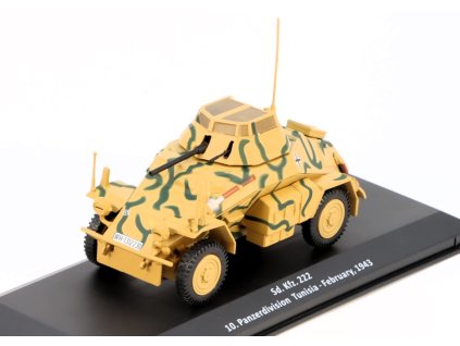 Sd.Kfz. 222 ( sPkw Horch 801 ) 10. Panzerdivision Tunisia - February 1943 1:43 - Vojenské automobily časopis s modelem #24  Sd.Kfz. 222 ( sPkw Horch 801 ) - kovový model auta