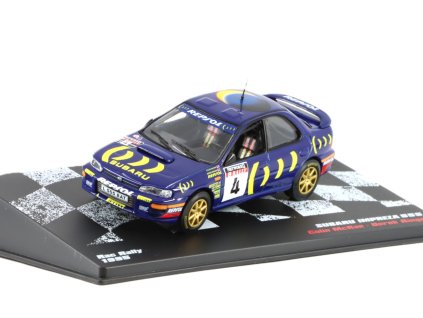 Subaru Impreza 555 #4 Colin McRae/Derek Ringer 1995 1:43 - Rallye automobily polský časopis s modelem #50  Subaru Impreza 555 - kovový model auta