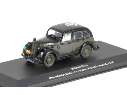 Hillman Minx 49th Infantry Division Le Havre France - August 1944 1:43 - časopis Samochody Wojskowe s modelem #193  Hillman Minx RAF - kovový model auta