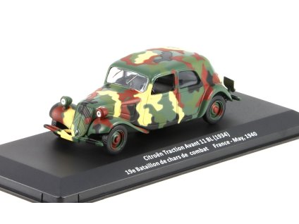 Citroen Traction Avant 11BL 1934 1:43 - časopis Samochody Wojskowe s modelem #100  Citroen Traction - kovový model auta