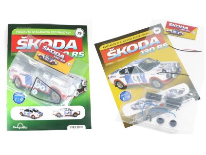 Škoda 130 RS 1:8 - sada časopisů #26 a #79 se stavebnicí Škoda 130 RS 1:8 - časopisy se stavebnicí