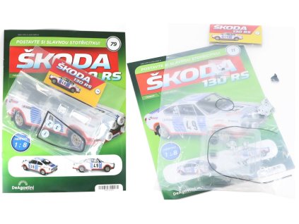 Škoda 130 RS 1:8 - sada časopisů #11 a #79 se stavebnicí Škoda 130 RS 1:8 - časopisy se stavebnicí