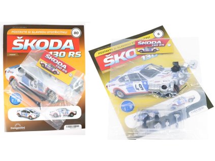 Škoda 130 RS 1:8 - sada časopisů #6 a #80 se stavebnicí Škoda 130 RS 1:8 - časopisy se stavebnicí