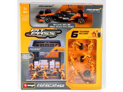 Set McLaren F1 O.Piastri #81 Diorama Pit Stop 1:43 - Bburago  Set McLaren F1 - kovový model