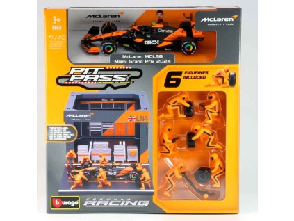 Set McLaren F1 Lando Norris #4 Diorama Pit Stop 1:43 - Bburago  Set McLaren F1 - kovový model