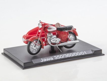 JAWA 350/360 se sidecarem Velorex 1:24 - MODIMIO Naše Motocykly Collections časopis s modelem  JAWA 350/360 - model motorky