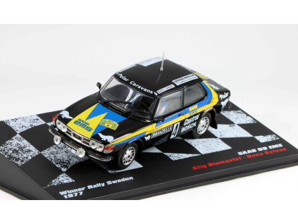 Saab 99 EMS Winner Rally Sweden 1977 S. Blomqvist - H. Sylvarr 1:43- Rallye automobily časopis s modelem #82  Saab 99 - kovový model