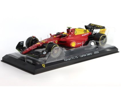 Ferrari F1-75 #55 C. Sainz 1:24 - Bburago  Ferrari F1 75 No.55 C.Sainz - kovový model