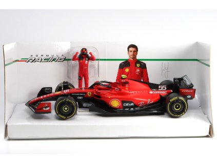 Ferrari F1 SF-23 TEAM SCUDERIA FERRARI #55 s figurkou C. Sainz 2023 1:24 - Bburago  Ferrari F1 - kovový model