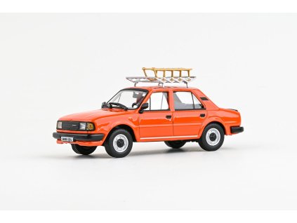Škoda 120L 1984 Oranžová Brilantní se střešním nosičem 1:43 - Abrex  Škoda 120L - kovový model
