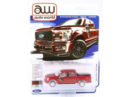 Ford F-150 Lariat 2020 červený RAR hromovaný interiér 1:64 - Auto World  Ford F150 - kovový model