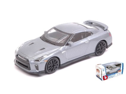 Nissan GT-R 2017 stříbrný 1:43 - Bburago  Nissan GTR - kovový model