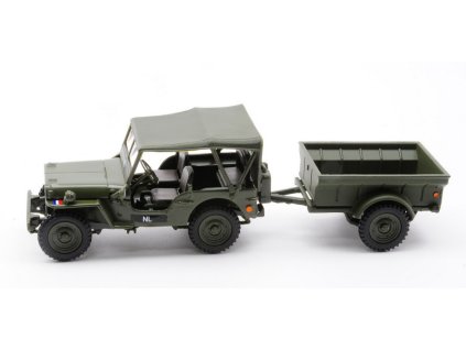 Jeep Willys NECAF Closed 1/4 Ton Military Vehicle + přivěs 1:43 - Cararama  Jeep Willys 1/4 Ton - kovový model