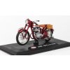 Jawa 350 Pérák - 1950 - Tmavě Červená s brašnama 1:18 - Abrex  Jawa 350 Pérák (1950) s brašnama - kovový model motorky 1:18