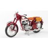 Jawa 350 Pérák - 1950 - Tmavě Červená s brašnama 1:18 - Abrex  Jawa 350 Pérák (1950) s brašnama - kovový model motorky 1:18
