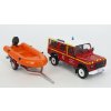 Land Rover Defender Hasiči + přívěs s lodí 1:43 - Hachette časopis s modelem  Land Rover Defender + přívěs s lodí Hasiči - kovový model auta