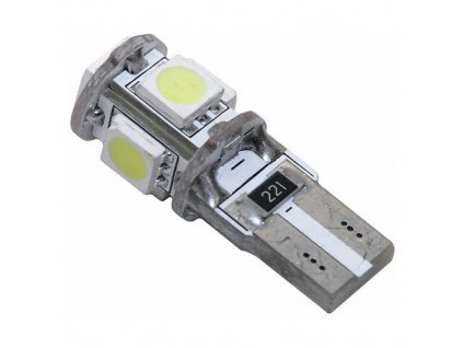 Žárovka 5 SMD LED 12V T10 s rezistorem CAN-BUS ready bílá