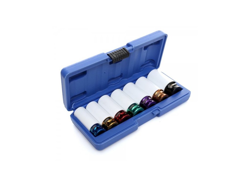 Sada nástrčných hlavíc 1/2" s krytkou pre ALU kolesá, 17-27 mm, 7 ks - TAGRED