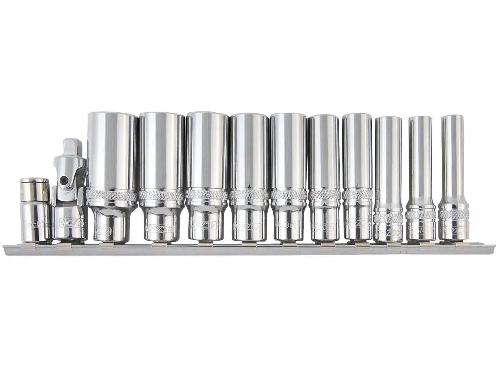 Sada 1/4" hlavíc predĺžených na lište -5,5-6-7-8-9-10-11-12-13-14mm + kardan + adaptér