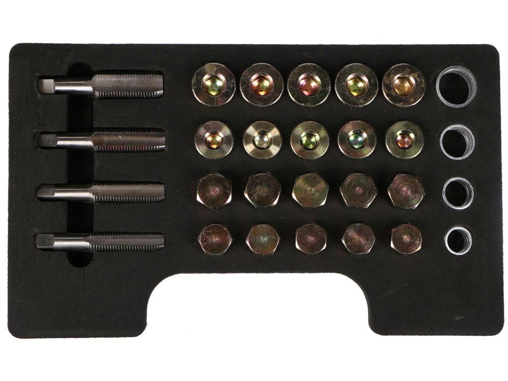 Sada na opravu závitů olejových van MECHANIC OIL PAN SET, 64 ks - SIXTOL