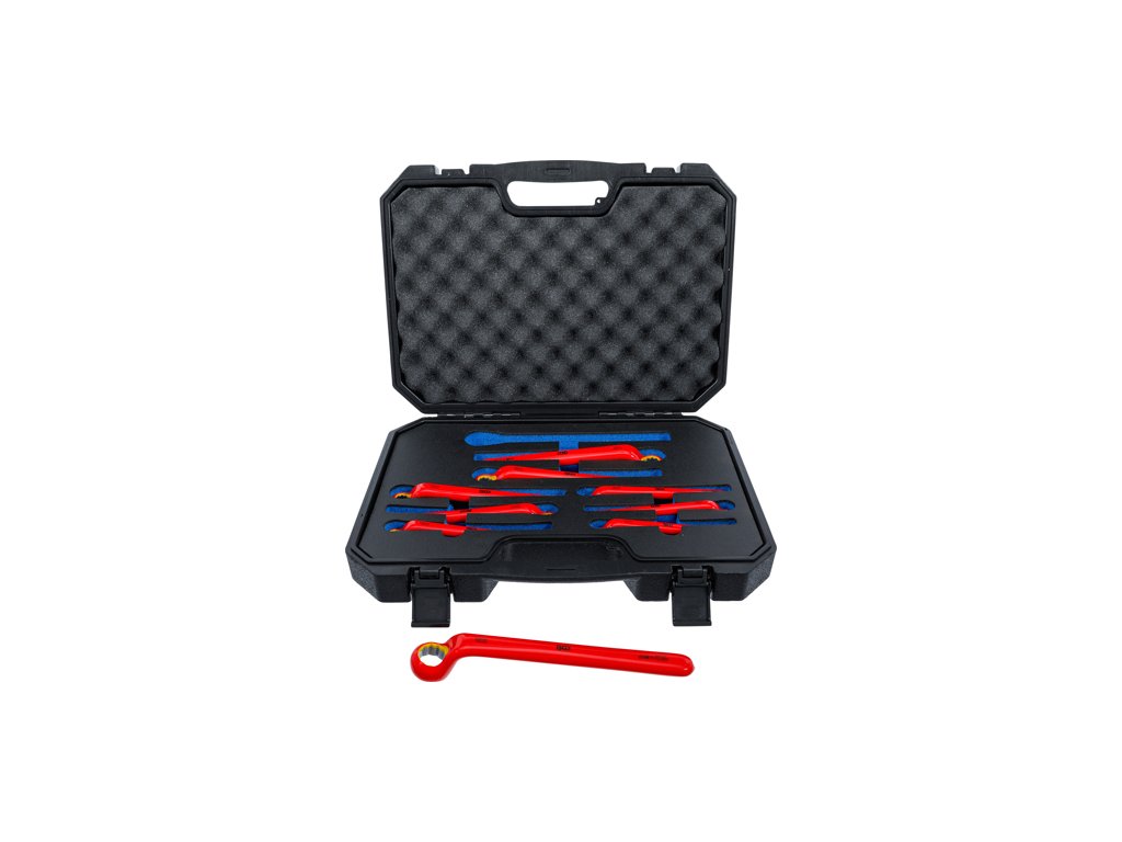 Elektrikářské očkové klíče VDE, izolované, vyhnuté, 10-24 mm. sada 9 dílů - BGS 72035