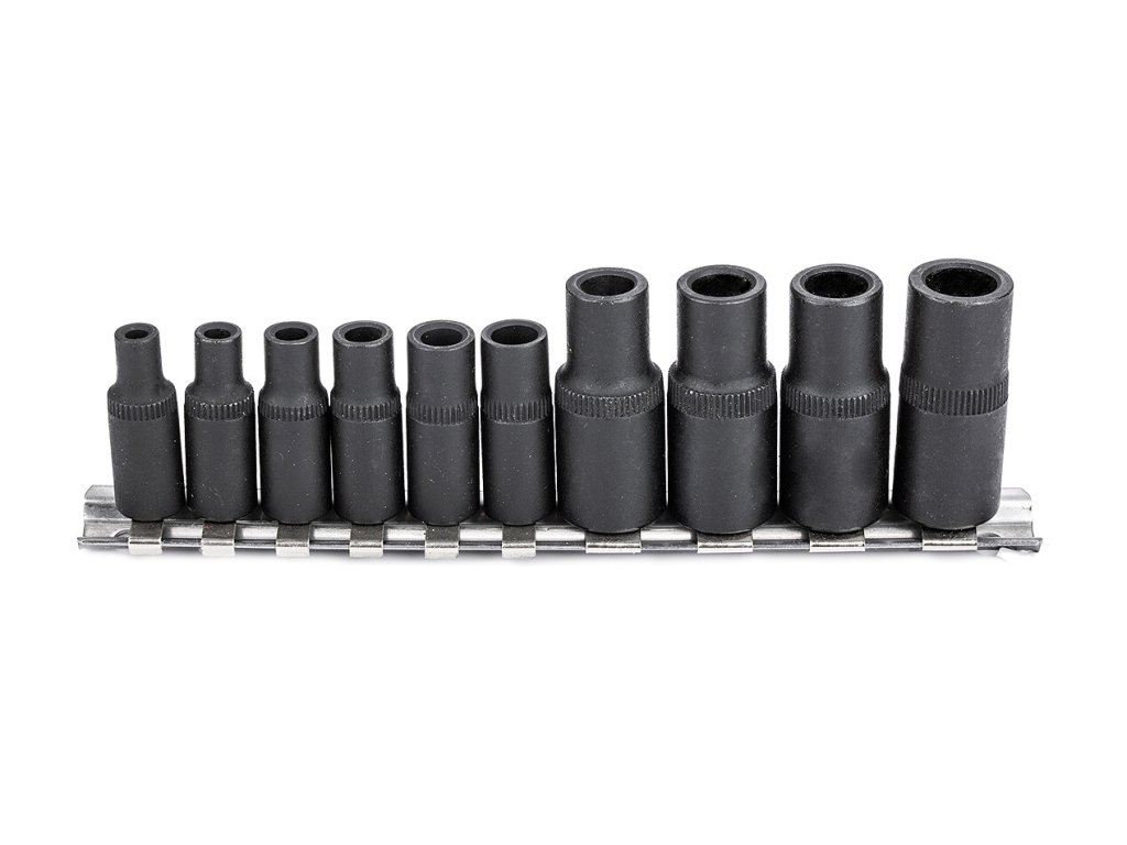 Hlavica úderové predĺžené 1/4" a 3/8" M1.5-12.5, sada 8 ks na lište - QUATROS QS50163
