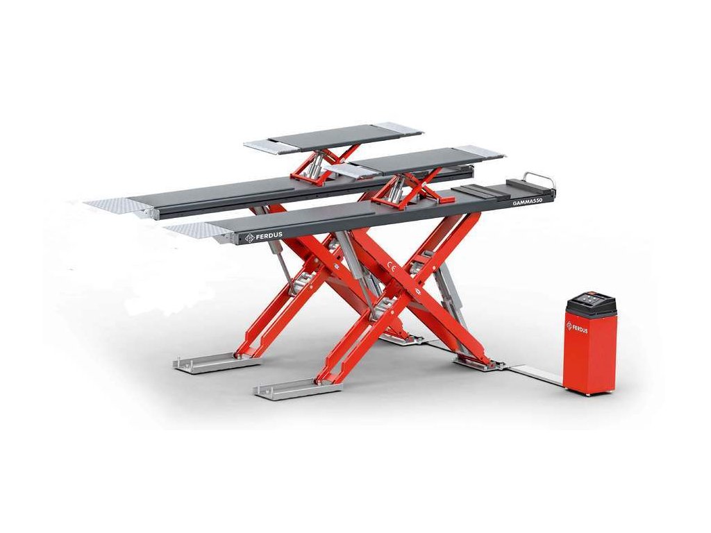 Nůžkový zvedák GAMMA550, 5,5 t, s přizdvihem pro geometrii a sada pro instalaci do podlahy