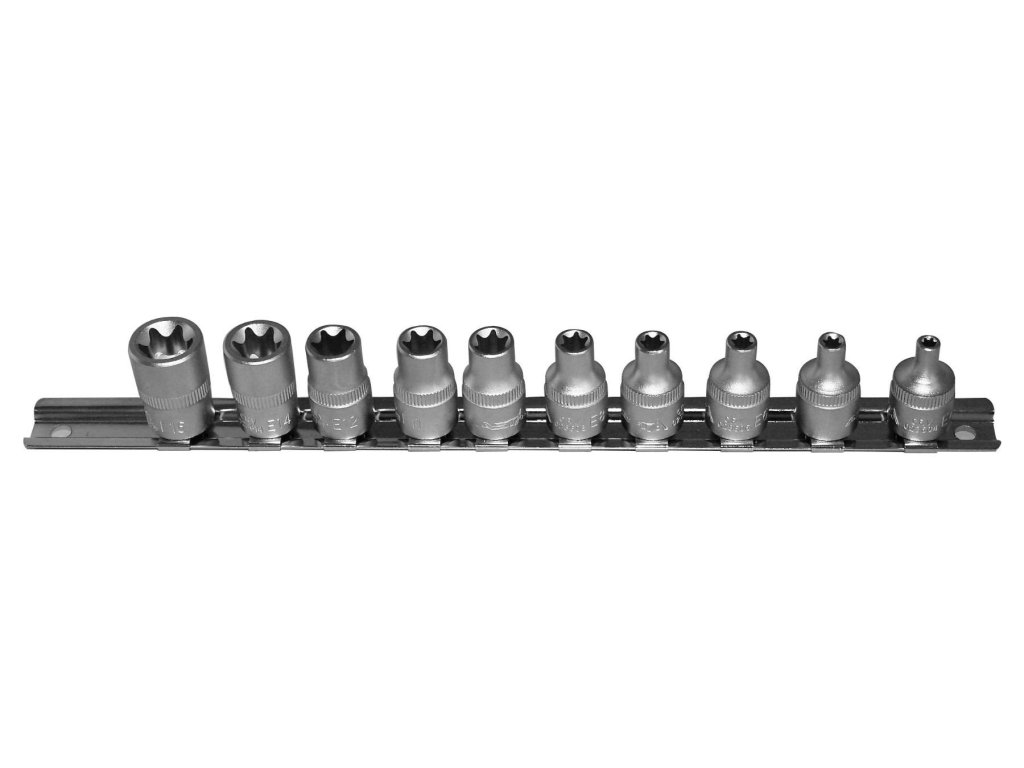 Nadstavce TORX-E 3/8", E4 - E16, sada 10 kusov na lište