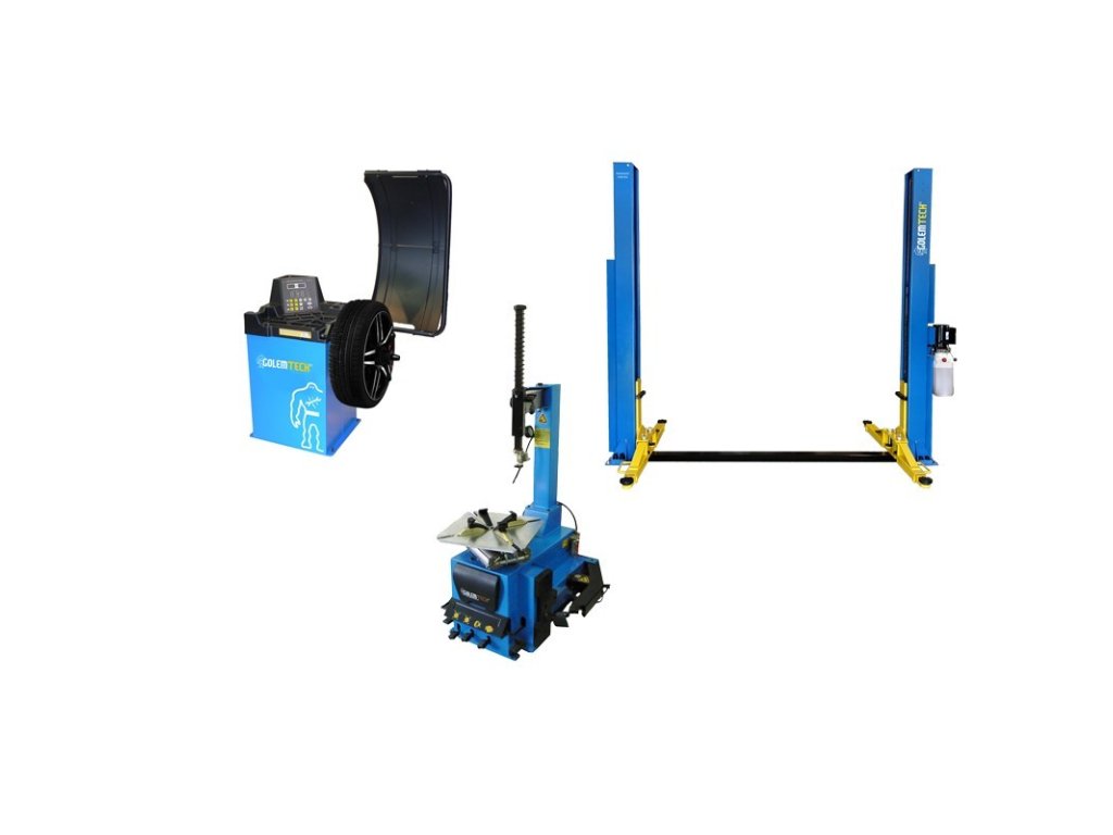 Set 2 ECONOMIC: Zouvačka TC-01, vyvažovačka TW-01, dvousloupový zvedák 3,5 t - Golemtech 1