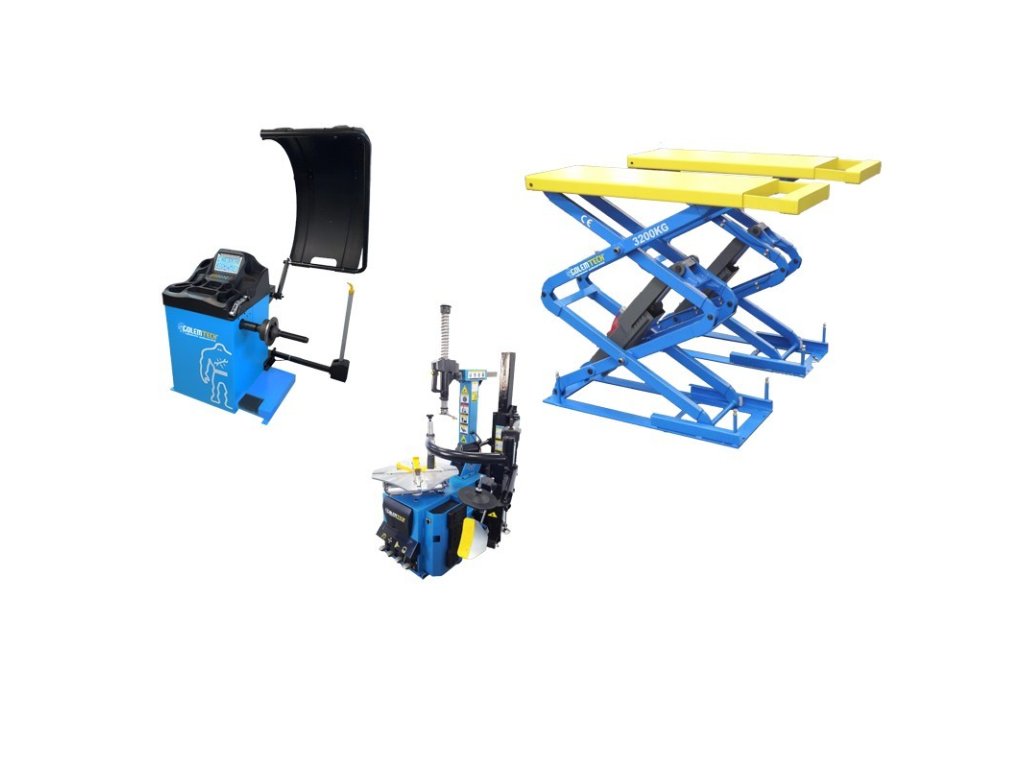 Set 3 MAXI: Zouvačka TC-03, vyvažovačka TW-02 3D, nůžkový zvedák 3,2 t - Golemtech 1
