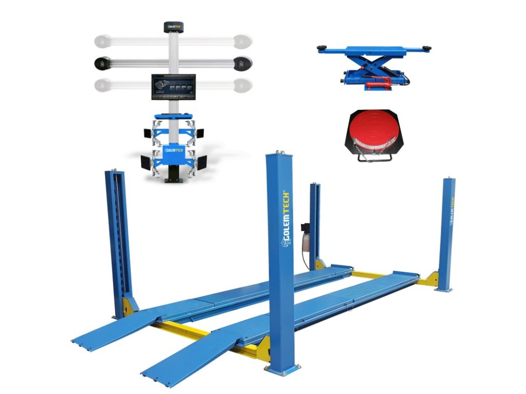 Set 5 PROFI: Čtyřsloupový zvedák 5 t, přízdvih, 3D geometrie G50 - Golemtech 1