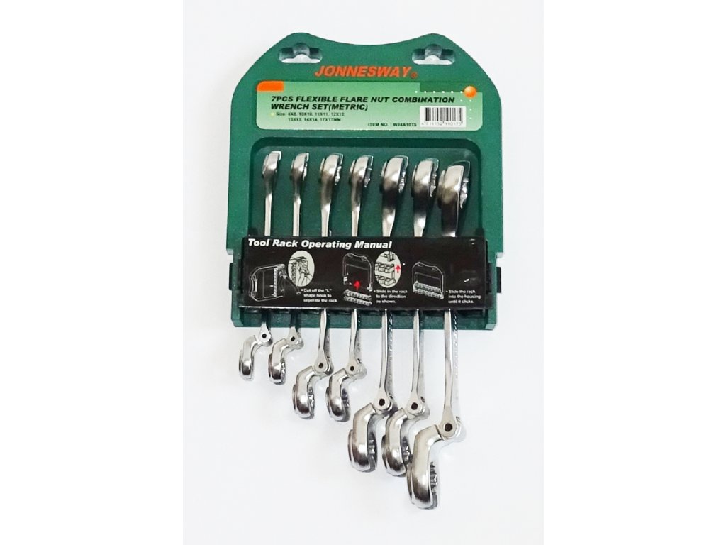 Očkové klíče na převlečné matice s kloubem, sada 7 kusů - JONNESWAY W24A107S 1