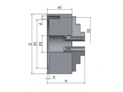 4-čeľusťové skľučovadlo s centrickým upínaním o 100 mm