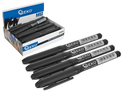 Popisovače - fixy, permanentní, černá barva, v krabičce 24 ks