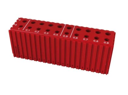 Stojan na vrtáky, 20místný, 8,0-9,9 mm, plastový, červený