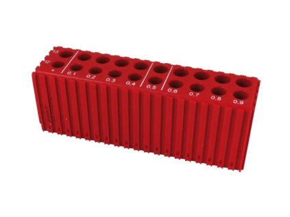 Stojan na vrtáky, 20místný, 12,0-13,9 mm, plastový, červený