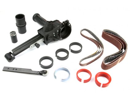 Pásová bruska, nástavec na úhlovou brusku, s odsáváním, s příslušenstvím