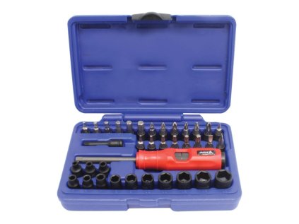 Úderový šroubovák na bity 1/4", včetně bitů a hlavic, sada 37 ks - ASTA